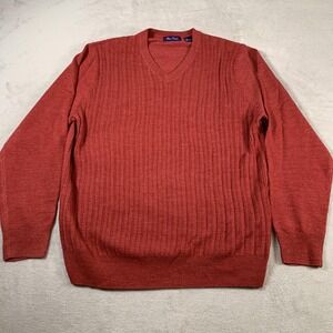 Alan Flusser Sweater Mens Large‎ V Neck Tight Knit Pullover Lightweight Classic